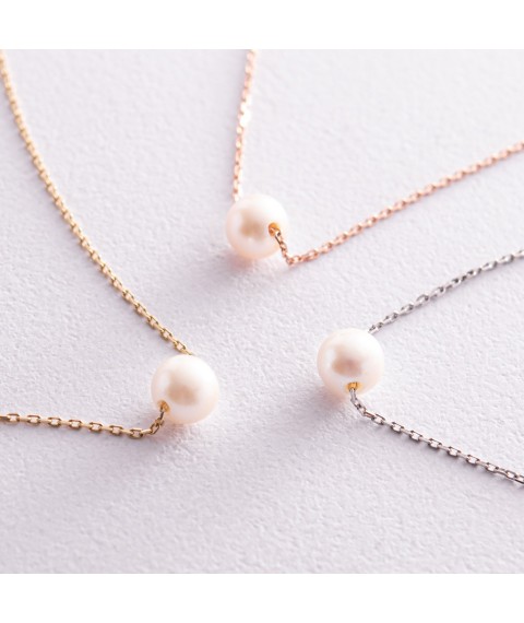Necklace "Pearl on a chain" (white gold) coll02289 Onix 42