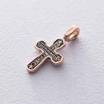 Golden Orthodox cross with crucifix and prayer (blackening) p02536 Onyx