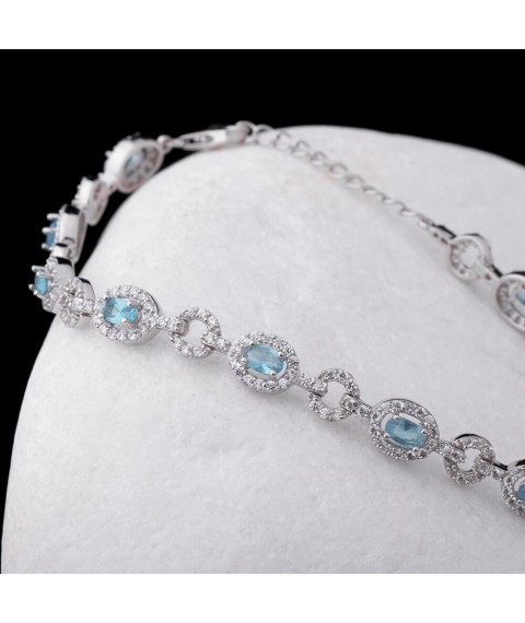 Rhodium-plated bracelet (synthetic spinel, cubic zirconia) b06 Onix 22