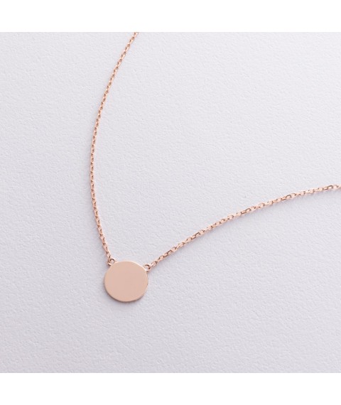 Necklace "Coin" in red gold (engraving possible) count02043 Onix 45