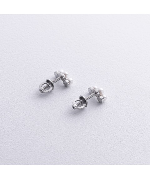 Silver earrings - studs "Jane" with pearls mini 7126 Onyx