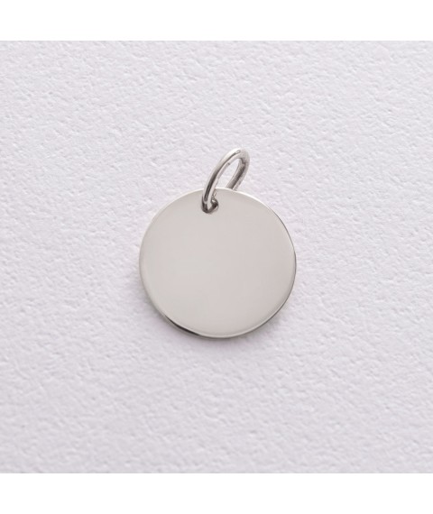 Pendant for engraving in white gold (17 mm) p03520 Onyx