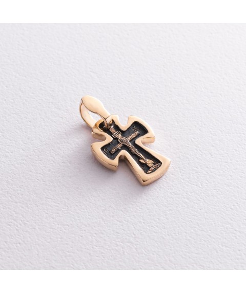 Golden cross "Crucifixion. Save and Preserve" p03584 Onyx