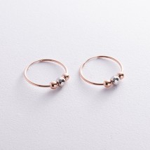 Gold earrings - rings with balls s08365 Onyx