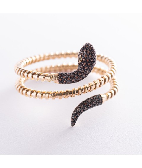 Bracelet "Snake" in yellow gold b04506 Onyx