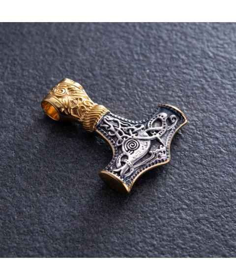 Silver pendant "Thor's Hammer" 132888 Onyx