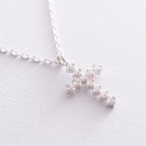 Necklace "Cross" in silver with cubic zirconia 181060 Onix 45