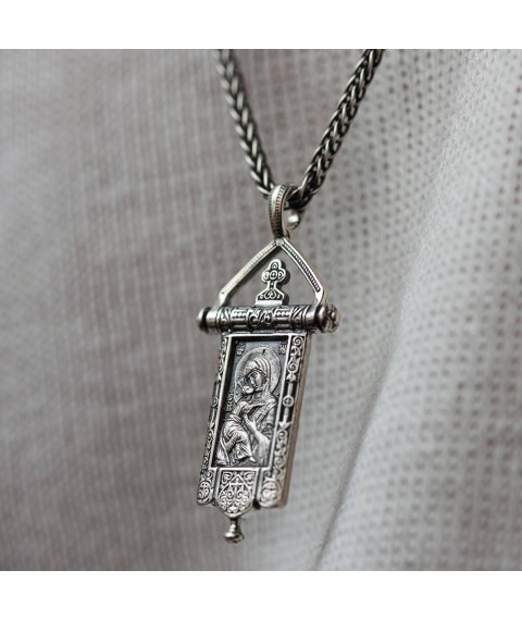 Срібна ладанка "Божа Матір" з чорнінням 13602 Онікс