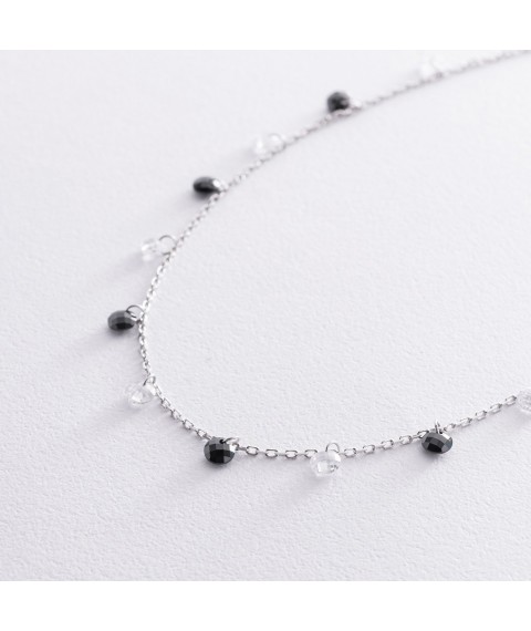 Silver necklace with black and white cubic zirconia 181271 Onix 43