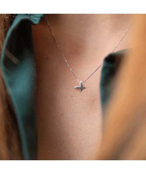 Necklace "Butterfly" in white gold kol02148 Onix 42