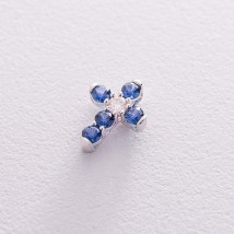 Золотой крестик (синий сапфир, бриллиант) пб0110lg Онікс
