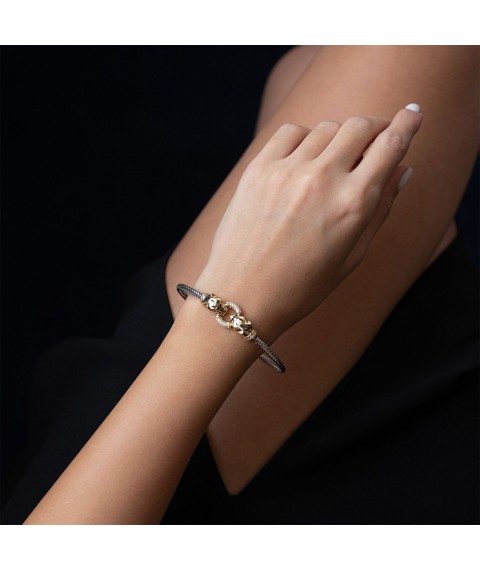 Gold bracelet "Panthers" (cubic zirconia, enamel) b02790 Onix 18