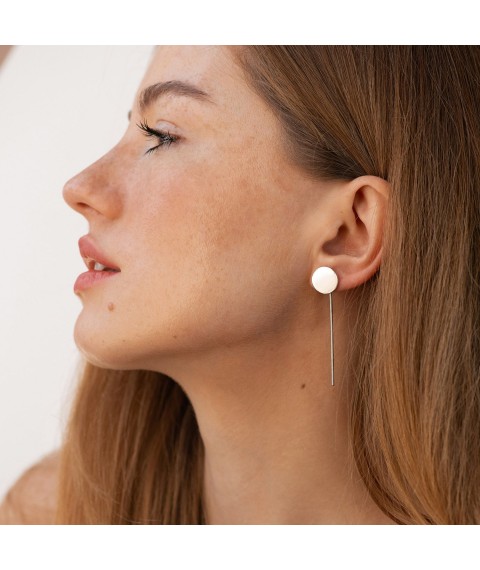 Silver earrings "Coins" 122994 Onyx