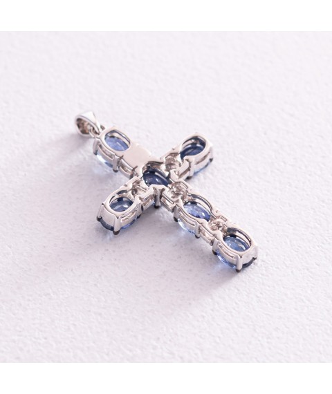 Gold cross with sapphires and diamonds 1p759-0072 Onyx