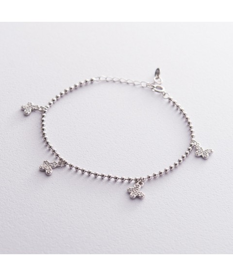 Silver bracelet with butterflies (cubic zirconia) 141336 Onyx 21.5