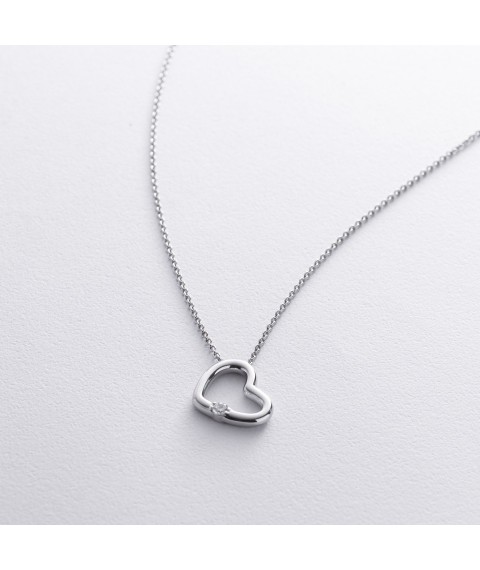 Silver necklace "Heart" with cubic zirconia 1109 Onix 45