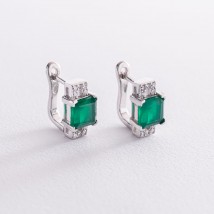 Silver earrings with chrysoprase and cubic zirconia 121369 Onyx