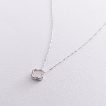 Necklace "Clover" in white gold (mother of pearl) coll01848 Onix 45