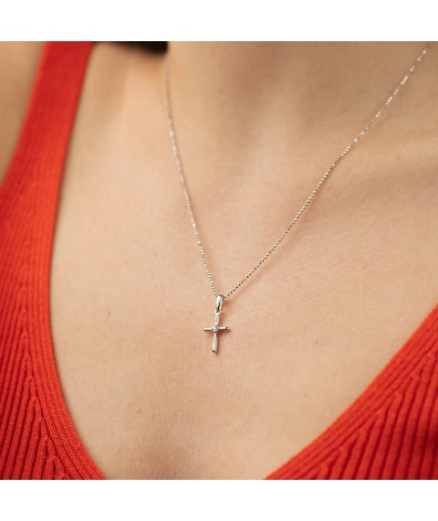 Cross with cubic zirconia in white gold p03839 Onyx