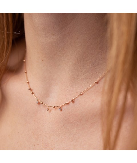 Gold necklace "Ella" with cubic zirconia col02088 Onyx 45