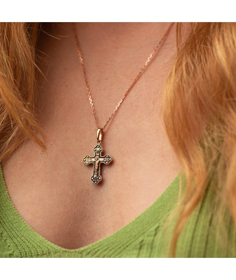 Orthodox cross "The Crucifixion of Christ. Prayer May God Rise" p01853 Onyx