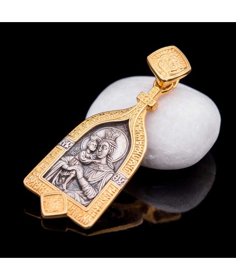 Серебряная подвеска Божией Матери с позолотой 131974 Онікс