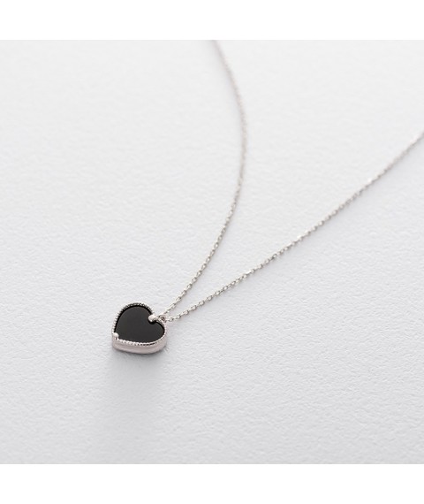 Silver necklace with heart (onyx) 18793 Onyx 42