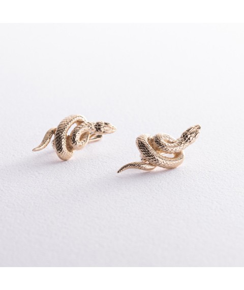 Earrings "Snakes" in yellow gold (white cubic zirconia) s08469 Onyx