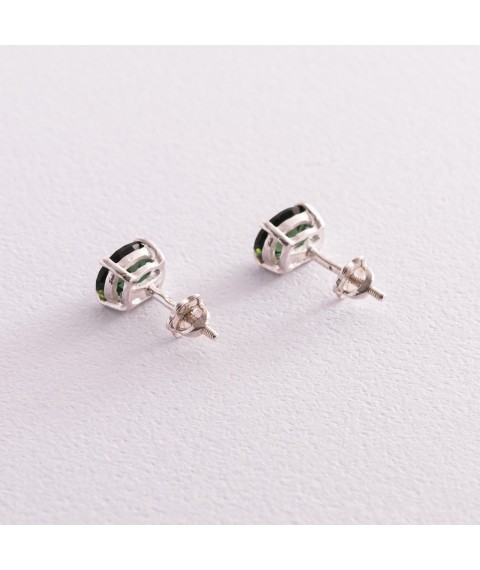 Silver earrings - studs with synthetic quartz 121959 Onyx