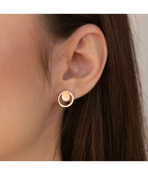 Earrings - studs "Sincerity" in red gold s06974 Onyx