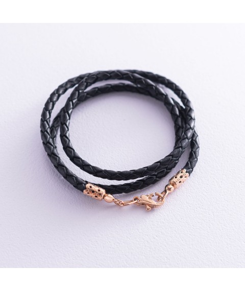 Leather cord with gold clasp (3mm) count00949 Onix 50
