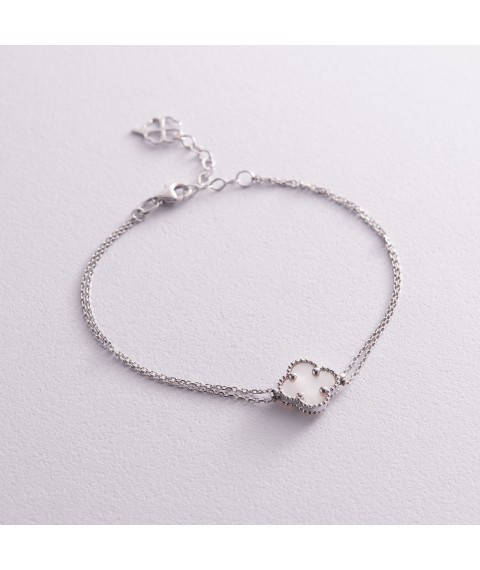 Bracelet "Clover" in white gold (mother of pearl) b04907 Onix 20