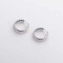 Серьги - кольца в белом золоте с09331 Онікс