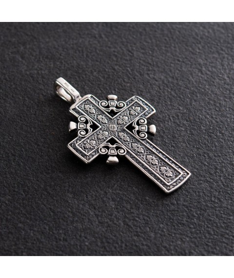 Православный крест " Голгофский крест" (чернение) 13501 Онікс