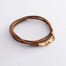 Silk brown cord with silver clasp (gold plated) 18698 Onyx 60