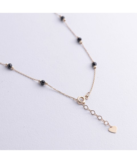 Necklace "Balls" with black cubic zirconia (yellow gold) coll02488 Onyx