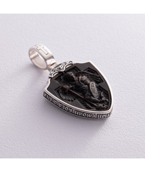 Silver pendant "St. George the Victorious" with ebony 974 Onyx