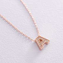 Gold necklace with the letter "A" (cubic zirconia) coll01255A Onix 44
