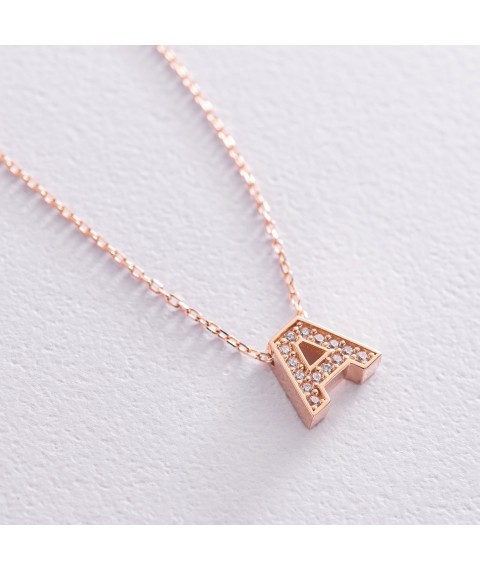 Gold necklace with the letter "A" (cubic zirconia) coll01255A Onix 44