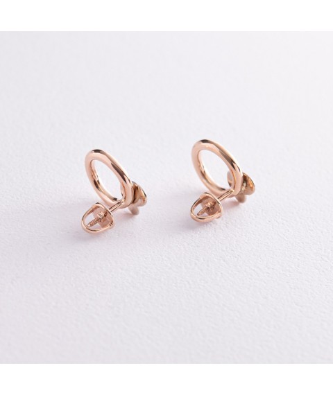 Gold earrings - studs "Hearts" s08175 Onyx