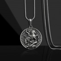 Silver pendant "St. George the Victorious" 133220 Onyx