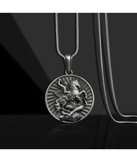Silver pendant "St. George the Victorious" 133220 Onyx