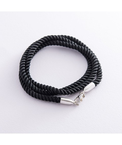 Silk cord with smooth silver clasp (4mm) 18423 Onyx 65