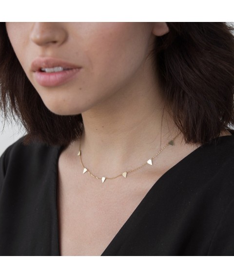Gold necklace "Triangles" count01454 Onyx 45