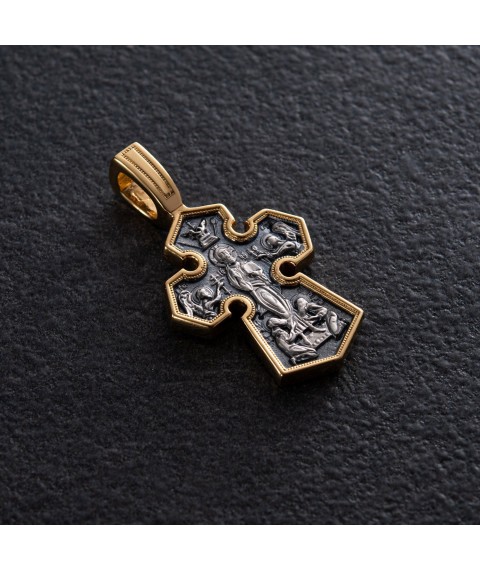 Silver cross "Lord Pantocrator. Icon of the Mother of God "Sedmiezernaya" 131457 Onyx