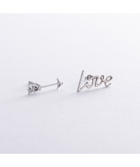 Earrings - studs "Love" in white gold s07673 Onyx