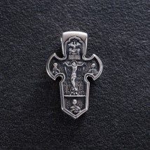 Крестик из серебра (чернение) "Распятие. Архангел Михаил" 13353 Онікс