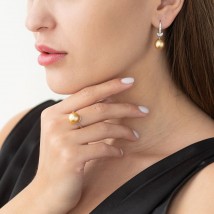 Gold earrings with pearls and diamonds s554 Onyx