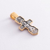 Срібний хрестик з позолотою "Розп'яття. Серафим Саровський" 131793 Онікс
