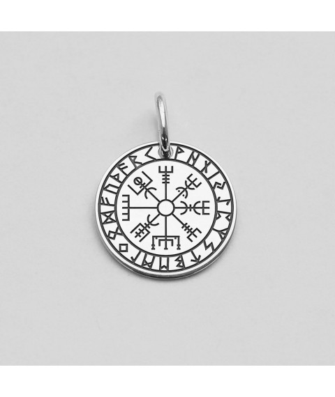 Silver pendant "Vegvisir with runes" 132722veg Onyx